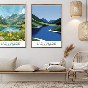 Lac d&#39;Allos France Travel Poster: Vintage National Park Art