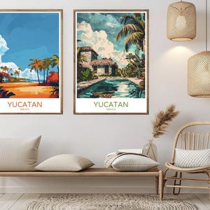 Península de Yucatán México Pôster Viagem Papel Impressão Yucatán Campeche Quintana Lona Vintage Viagem Arte Pôster Parede México Ilustração Presente