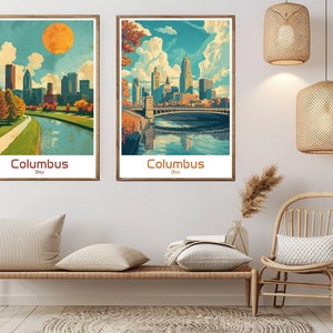 Columbus Ohio Skyline Print: Vintage Travel Poster Art