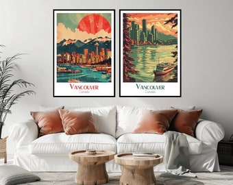 Vancouver Travel Poster: Vintage Canada Illustration, Wall Art