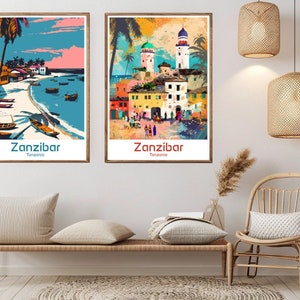 Zanzibar Tanzania Poster Travel Print Tanzania Zanzibar Canvas Vintage Travel Poster Wall Decor Tanzania Illustration Gift