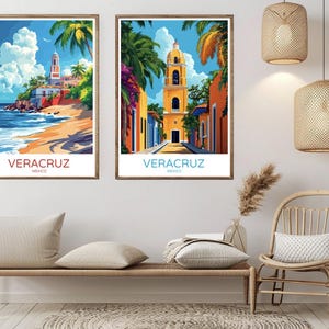 Veracruz Mexico Poster Digital Print Veracruz Xalapa Citlaltépetl Mexico Canvas Vintage Travel Poster Wall Art Decor Illustration Gift