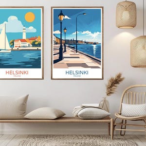 Helsinki Finland Poster Travel Paper Print Gulf Finland Helsinki Canvas Vintage Travel Art Poster Wall Finland Illustration Gift