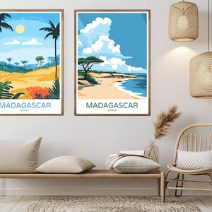 Madagascar Africa Poster Travel Paper Print Madagascar Island Africa Nature Ocean Canvas Vintage Travel Art Poster Wall Illustration Gift