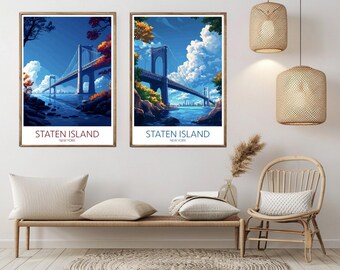 Staten Island Bridge Art Print: Vintage Travel Poster