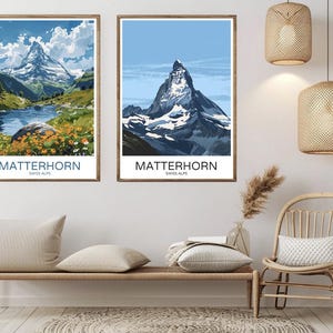 Matterhorn Swiss Alps Vintage Travel Poster Print