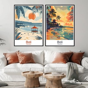Bali Beach Travel Poster: Indonesia Vintage Art Print