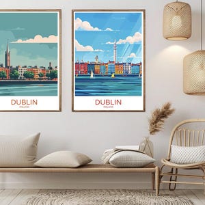 Póster de viaje de Dublín, Irlanda, impresión en papel, castillo de Dublín, costa atlántica, lienzo, póster de arte de viaje vintage, ilustración de Irlanda, regalo