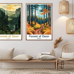 Forest of Dean England Poster Reise Papierdruck Forest of Dean Leinwand Vintage Reise Kunst Poster Wand Vereinigtes Königreich Illustration Geschenk