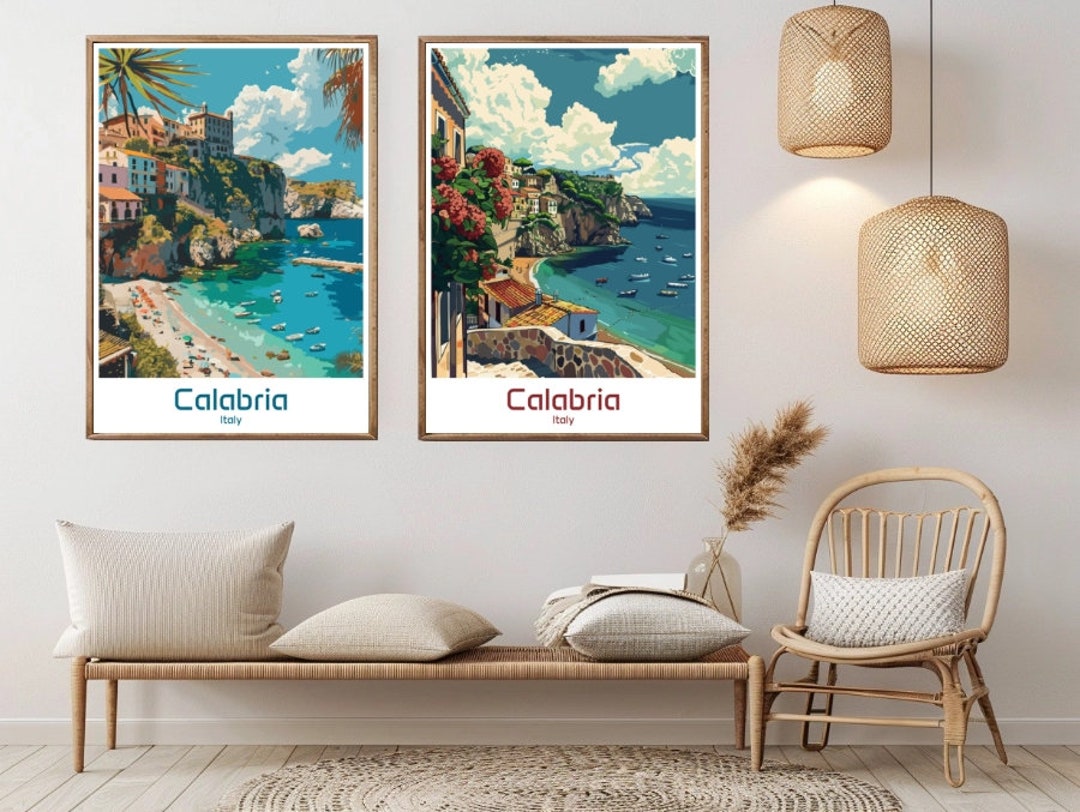 Calabria Italy Travel Poster: Vintage Ionian Sea Art Print - Etsy