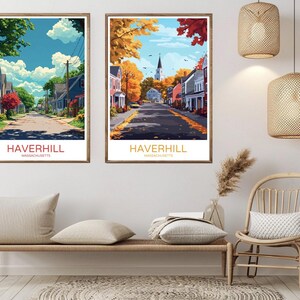 Haverhill Massachusetts Travel Poster: Vintage City Skyline Art