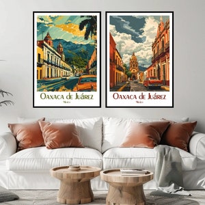 Oaxaca de Juárez Mexico Vintage Travel Poster: Mexico Wall Decor