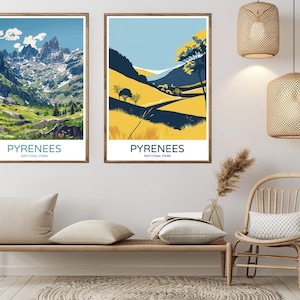 Pyrénées National Park France Poster Travel Paper Print Des Pyrénées Park Canvas Vintage Travel Art Poster Wall France Illustration Gift