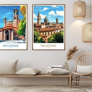 Ravenna Italy Poster Travel Paper Print Emilia-Romagna Ravenna Cathedral Canvas Vintage Travel Art Poster Wall Italy Illustration Gift