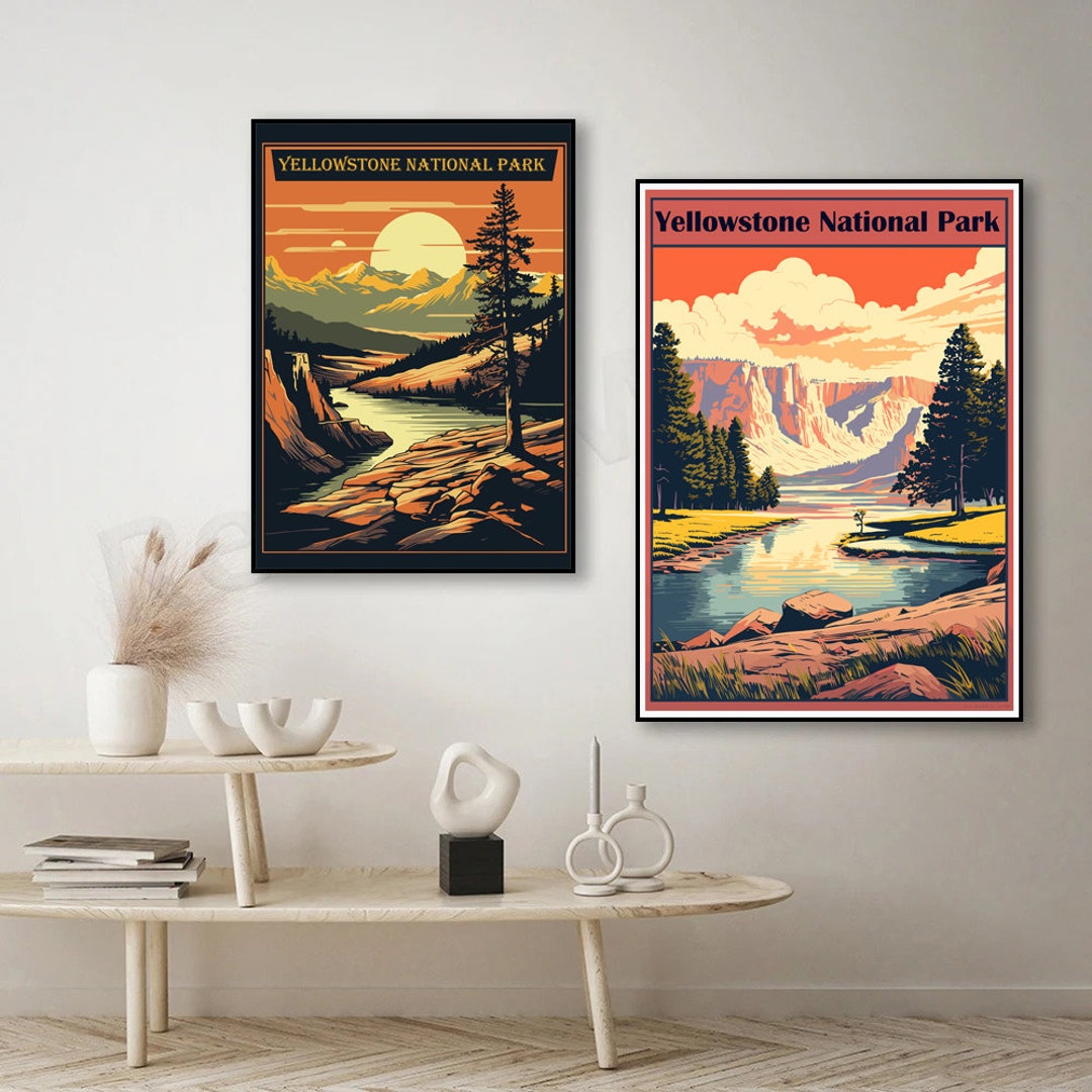 Yellowstone Designs Yellowstone National Park Poster United States Yellowstone Park Canvas ...