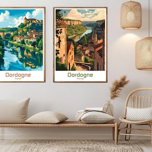 Dordogne France Travel Poster: Vintage French Illustration Art Print