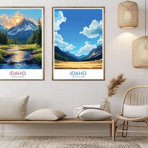 Idaho Travel Poster: Vintage Style Landscape Art Print