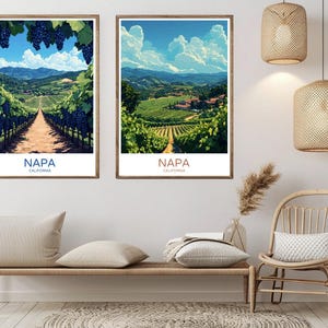 Napa California Poster Digital Print Napa Wineries Vineyards USA Vintage Travel Poster Wall Art Decoration Illustration Gift Home Decor