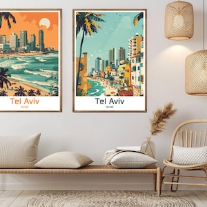 Tel Aviv Israel Poster Travel Print Israel Tel Aviv Canvas Vintage Travel Poster Wall Decor Israel Illustration Gift