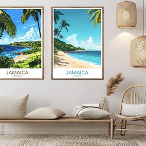 Jamaica Caribbean Poster Print Jamaica Island Caribbean Sea Canvas Vintage Travel Art Poster Wall Decoration Illustration Gift Room Decor