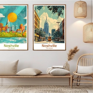 Nashville Tennessee Skyline Poster: Vintage Travel Art Print