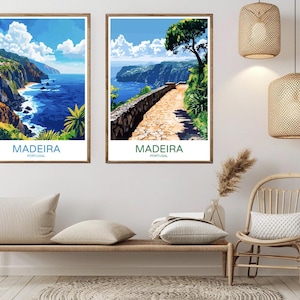 Madeira Island Vintage Travel Poster: Portugal Coastal Art Print