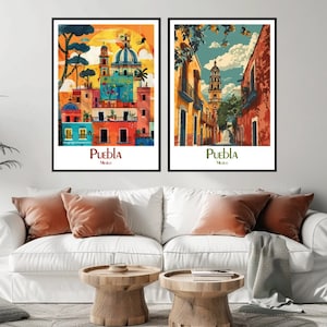 Puebla Mexico Travel Poster: Vintage Style Wall Art