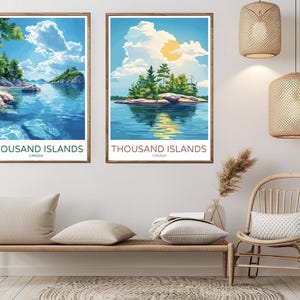 Thousand Islands Poster Travel Paper Print Saint Lawrence River Lake Ontario Canvas Vintage Travel Poster Wall Canada Illustration Gift