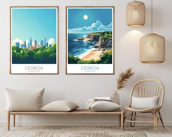 Georgia Travel Poster: Vintage State Landscape Art Print