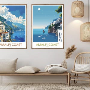 Amalfi Coast Italy Travel Poster: Vintage Italian Riviera Art Print
