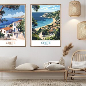 Poster di viaggio dell'isola di Creta, Grecia, stampa su carta, Creta greca, Mar Mediterraneo, tela, poster d'arte vintage da viaggio, illustrazione da parete, Grecia, regalo