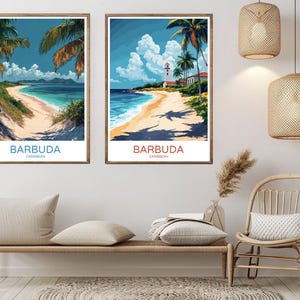 バーブーダ カリブ海 ポスタープリント アンティグア・バーブーダ ビーチ 海 キャンバス ヴィンテージ 旅行 アート ポスター 壁飾り イラスト ギフト 部屋 装飾