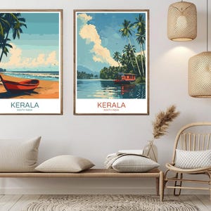 Kerala India Travel Poster: Vintage South India Art Print