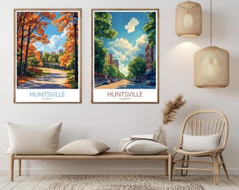 Huntsville Alabama Travel Poster: Vintage City Art Print