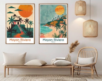 Riviera Maya Vintage Travel Poster: Mexico Wall Art Print