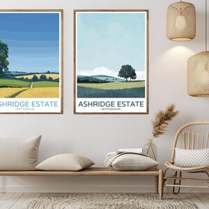 Ashridge Estate Hertfordshire Poster Travel Paper Print Ashridge Estate Canvas Vintage Travel Art Poster Wall England Illustration Gift