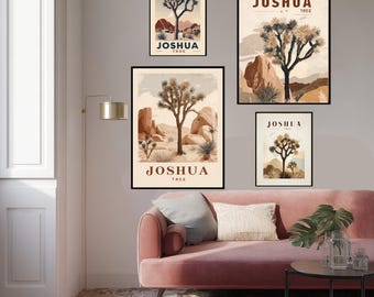 Joshua Tree Poster California Desert Art USA National Park Print Travel Wall Decor Boho Design Gift