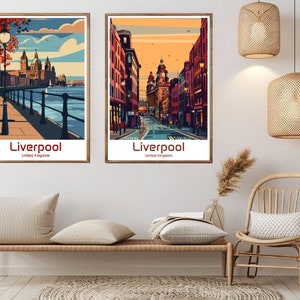 Liverpool reino unido cartaz de viagem impressão lona Liverpool City vintage viagem poster de parede decoração de casa aventura ilustração presente