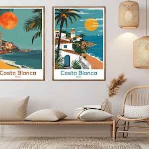 Costa Blanca Spain Poster Travel Paper Print Spain Costa Blanca Canvas Vintage Travel Art Poster Wall Spain Illustration Gift