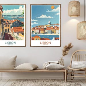 Lisbon Portugal Travel Poster: Vintage City Skyline Art Print
