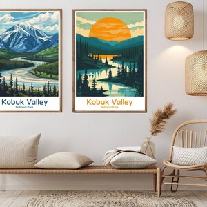 Kobuk Valley National Park Poster Travel Paper Print Alaska Kobuk Valley Arctic Canvas Vintage Travel Art Poster Wall USA Illustration Gift