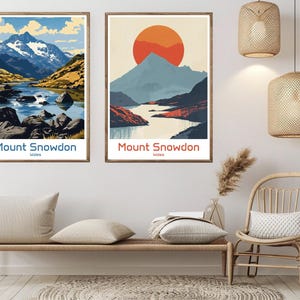 Mount Snowdon Wales Poster Travel Paper Print Mount Snowdonia National Park Canvas Vintage Travel Art Poster Wall England Illustration Gift