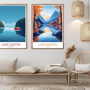 Lake Martin Alabama Vintage Travel Poster: United States Nature Art (Digital Print)