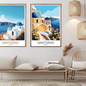 Santorini Greece Travel Poster: Aegean Sea Art Print