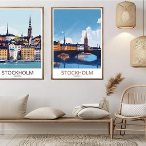 Stockholm Skyline Print: Sweden Travel Poster, Gamla Stan Art