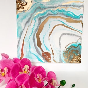 Turquoise & Gold Geode Resin Art