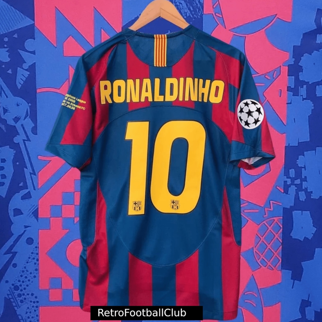 Barcelona Retro Ronaldinho Football Soccer Jersey Classic Etsy