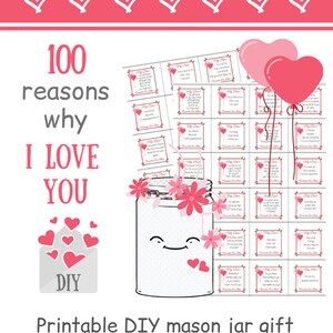 PRINTABLE 52 Reasons Why I Love You Romantic Love Messages For Him Love Notes DIY Kit Long Distance Relationship Gifts For Boyfriend