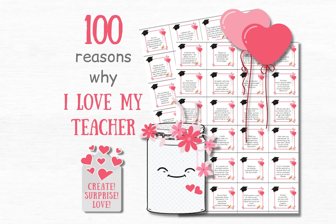 Buy 100 Reasons I Love My Teacher Thank You Notes Jar Back to