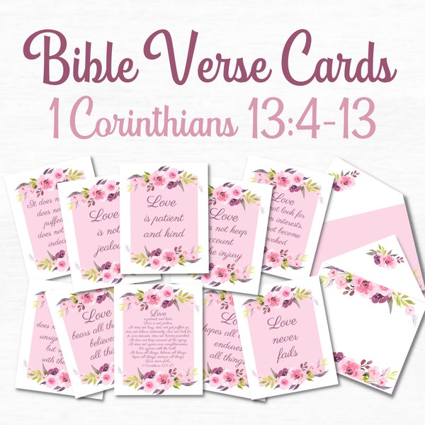 1 Corinthians 13 Bible Verse Cards and Envelopes Bible Quotes One Year Anniversary Gifts for Couples JW Cards Engagement Gifts for Couple